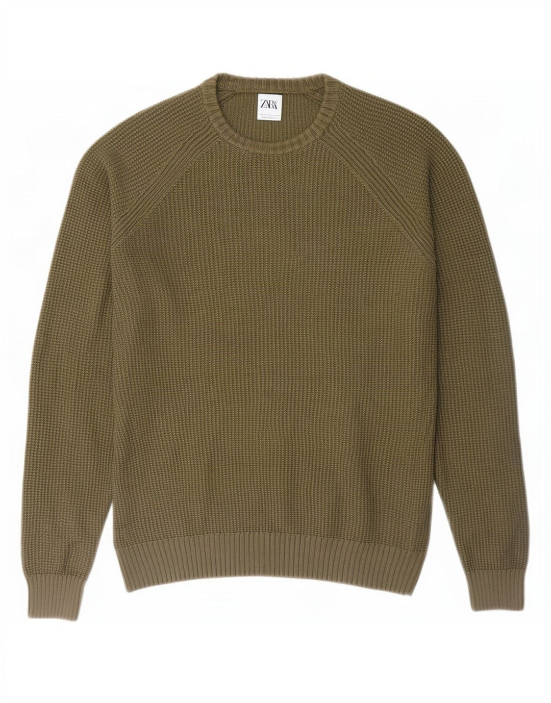 Zara Pull ras du cou pour homme, grand Kaki