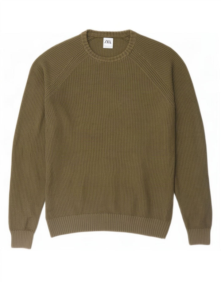 Zara Pull ras du cou pour homme, grand Kaki