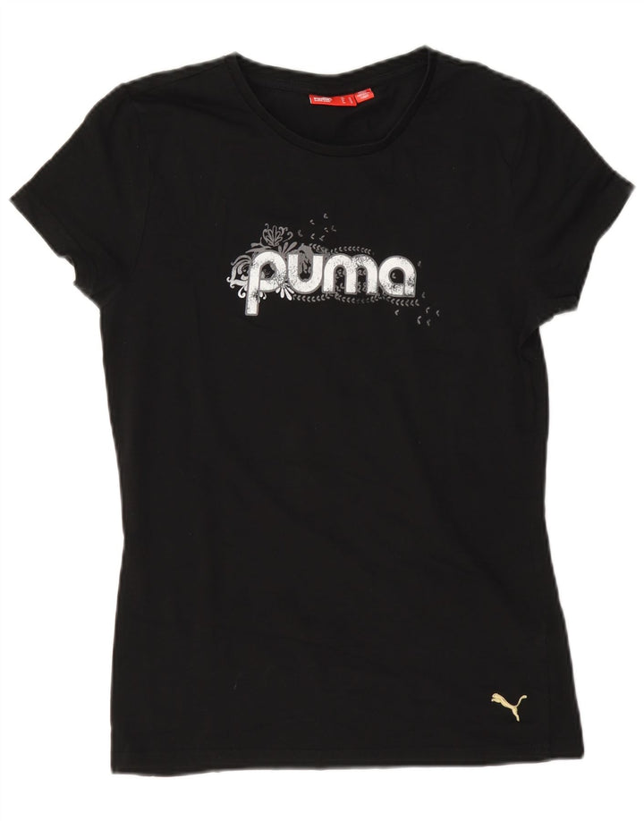Puma T-shirt graphique régulier pour femme UK 12 Noir moyen Coton