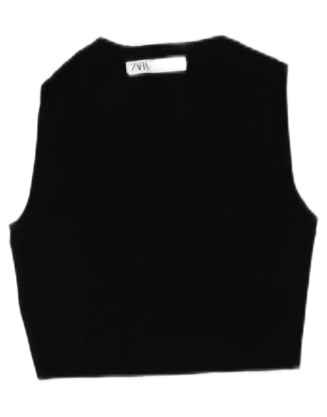 Zara Femmes Crop Débardeur UK 12 Moyen Noir Viscose