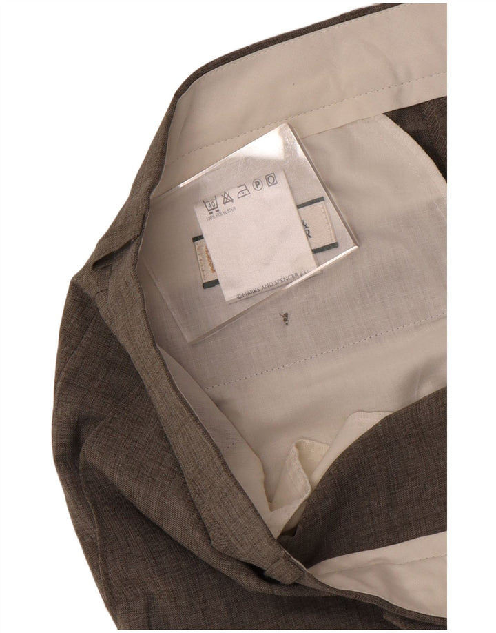 Marks & Spencer Pantalon de Costume Droit Homme W34 L27 Gris Polyester