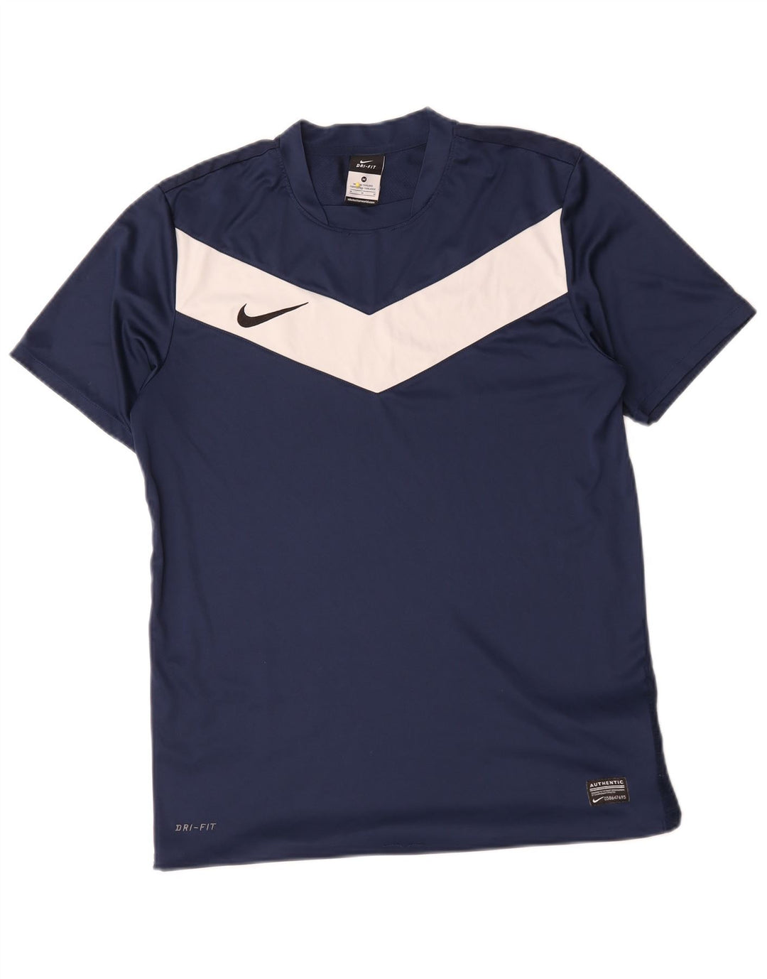 Nike Hommes Dri Fit T-Shirt Haut Bleu Marine Colorblock Polyester