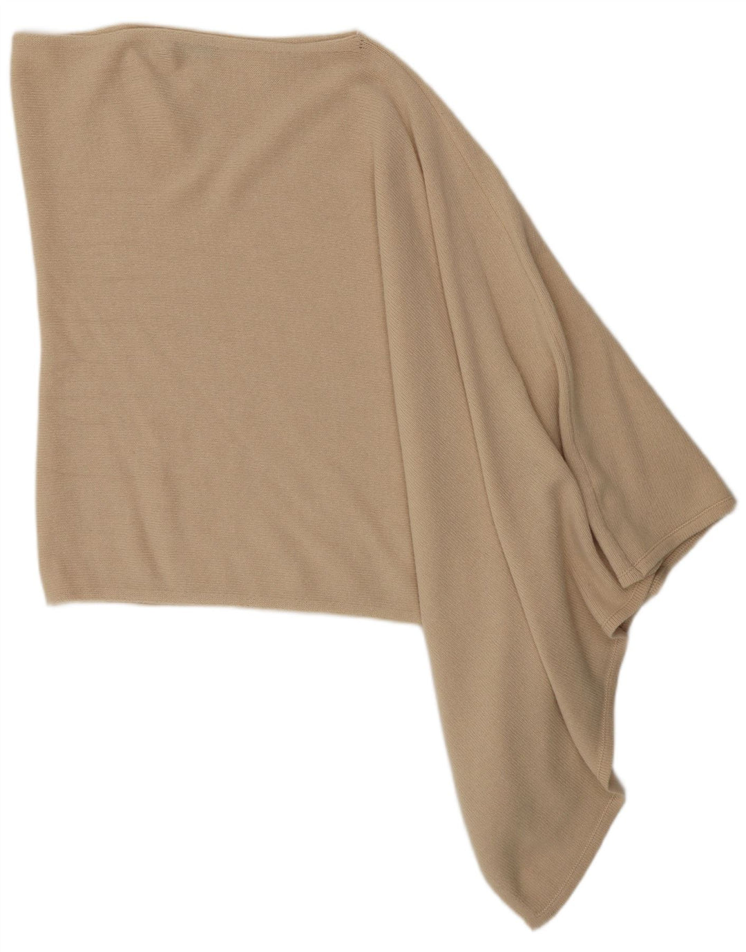 Benetton Femme Asymétrique Poncho Jumper Taille Unique Beige Laine