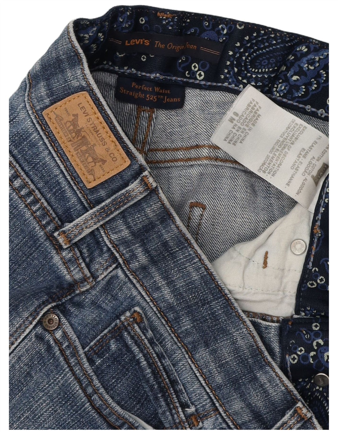 LEVI'S Jean droit 525 pour femme US 6 Medium W28 L31 Bleu Coton