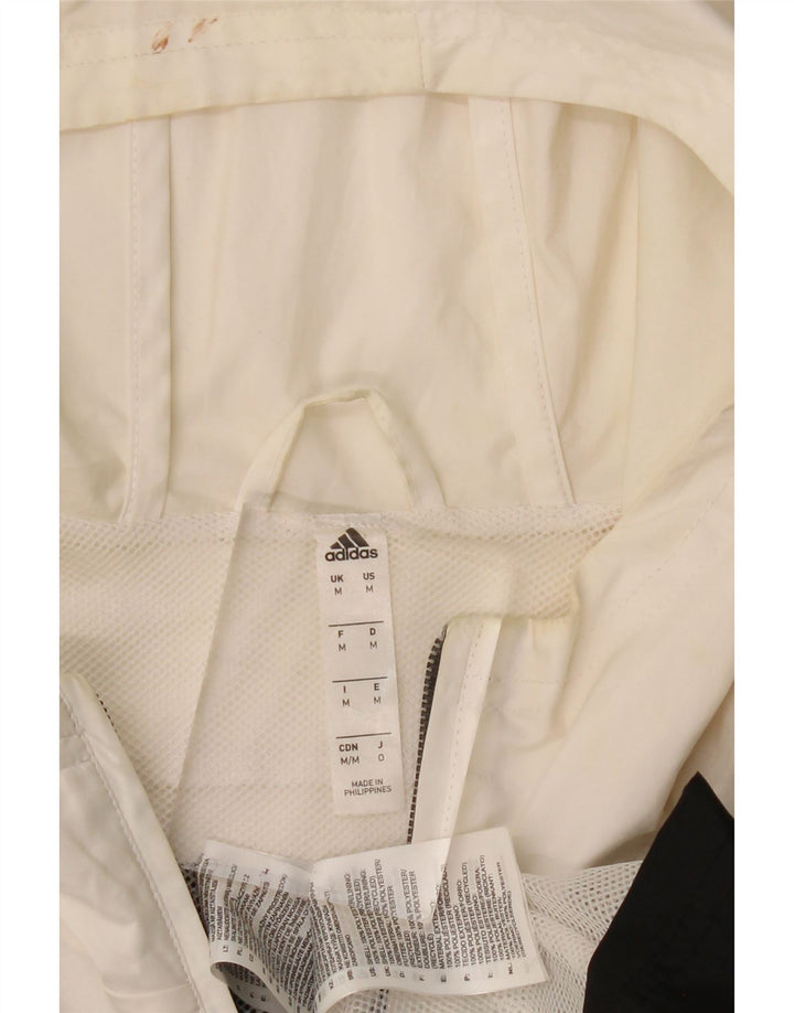 Adidas Veste de pluie à capuche pour homme UK 38 Medium Noir Colorblock Polyester