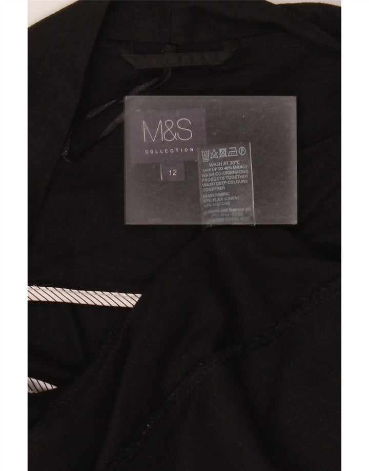 Marks & Spencer Veste blazer ouverte pour femme UK 12 Lin noir moyen