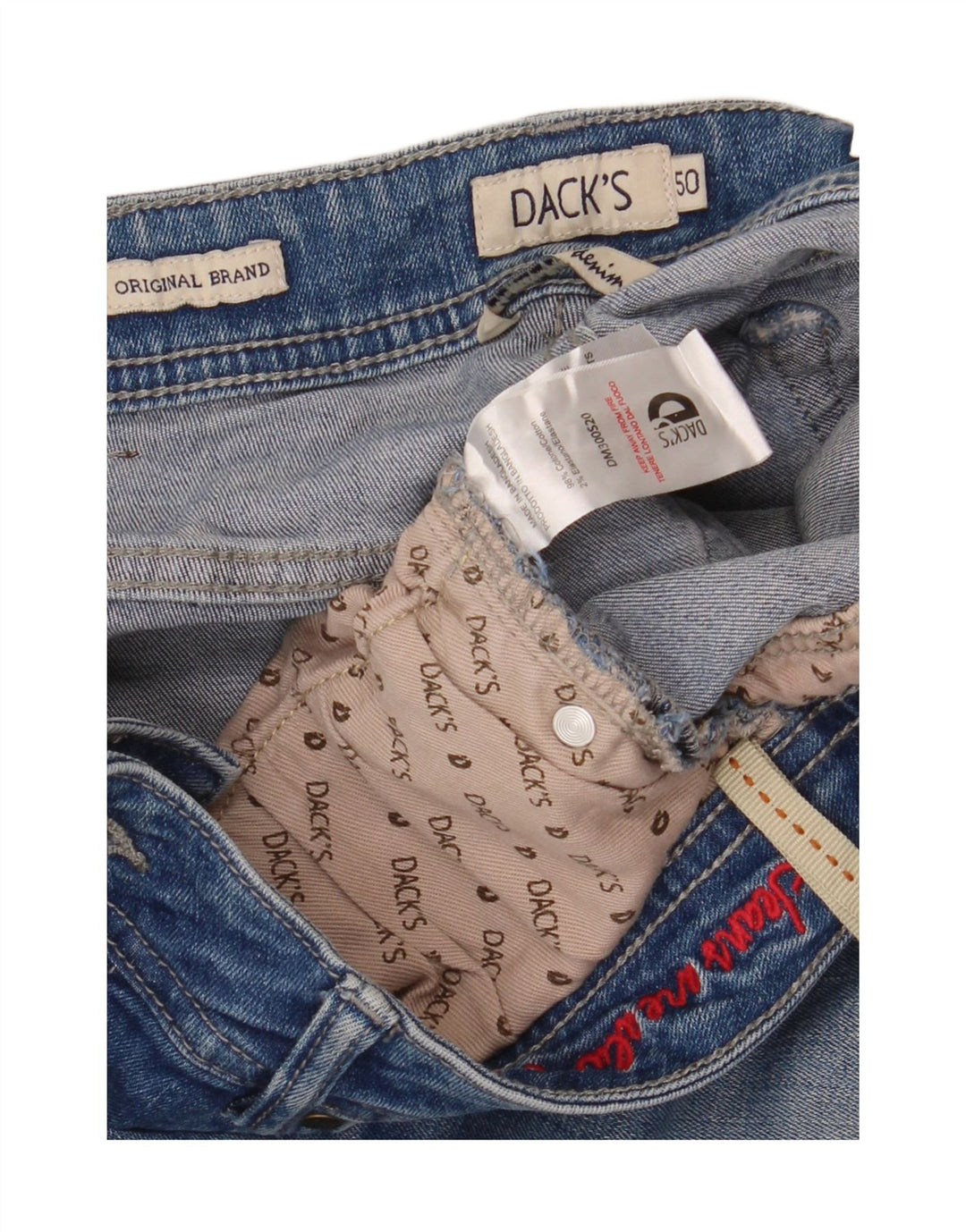 Dack's Jean Slim Homme IT 50 Large W34 L32 Bleu Coton