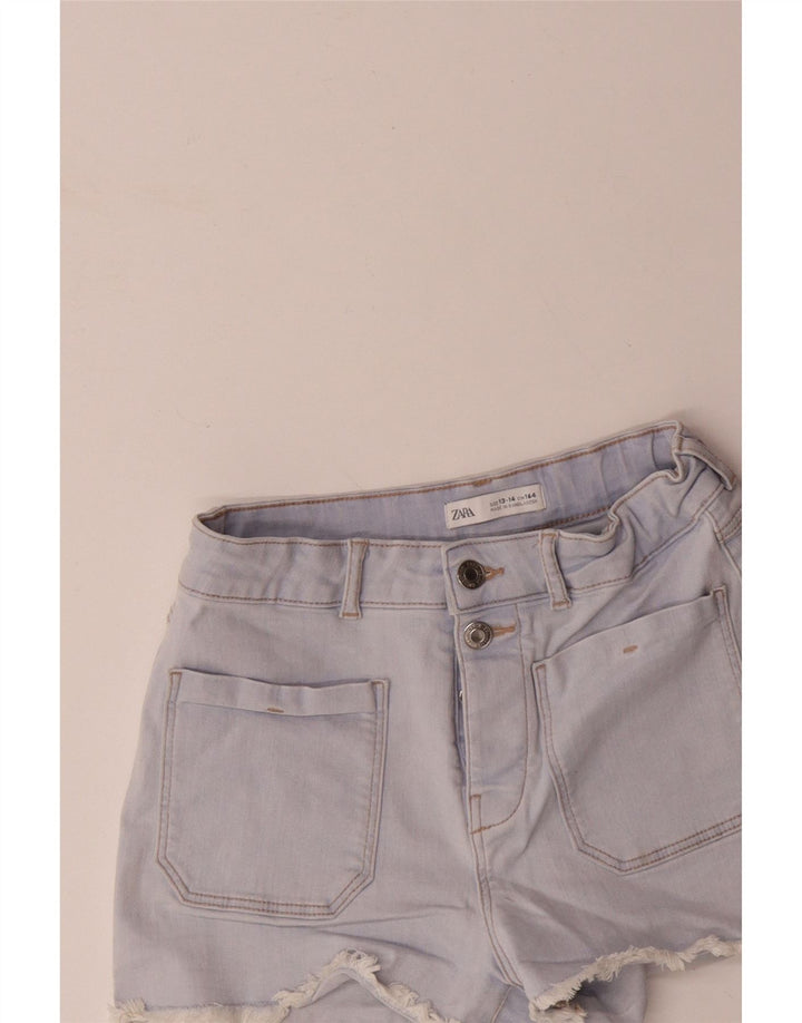 ZARA Short en jean taille haute pour fille 13-14 ans W26 Bleu