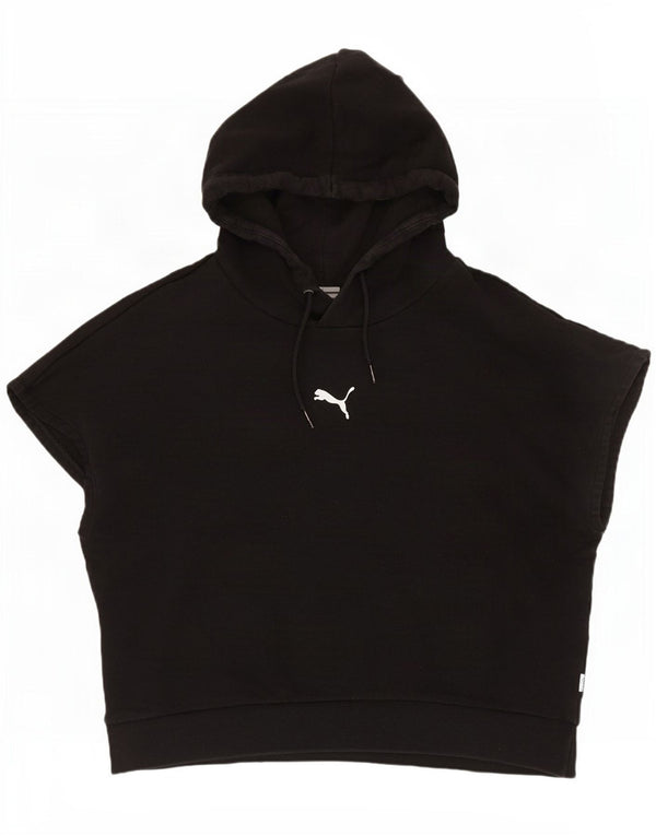 Puma Pull à capuche court à manches courtes pour femme UK 10 Petit Noir