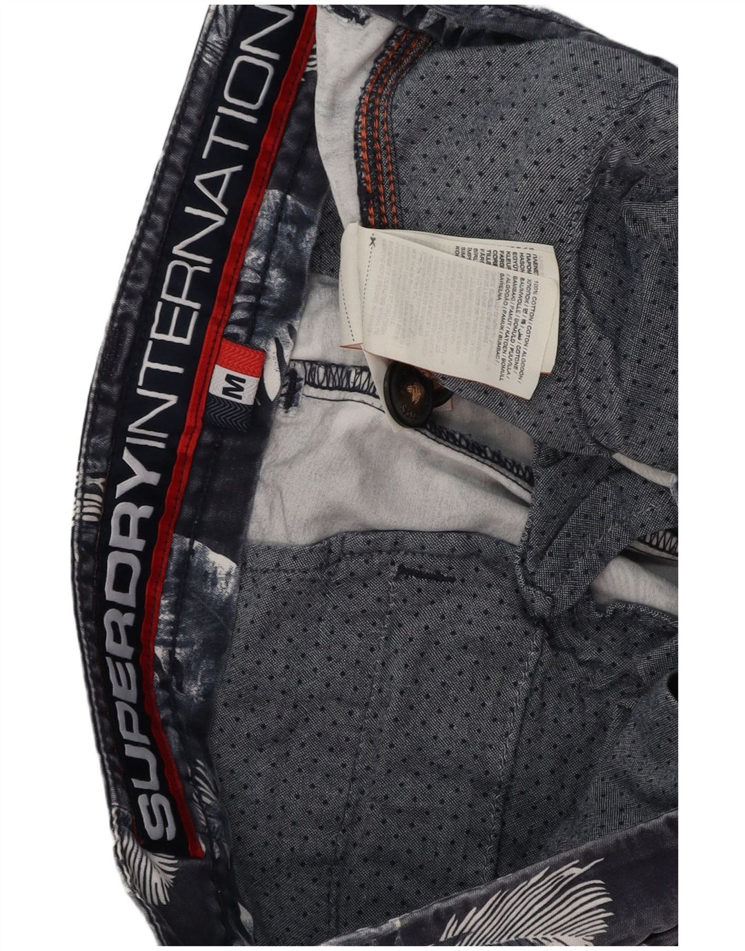 Superdry Short Chino Homme Medium W32 Bleu Marine Floral Coton