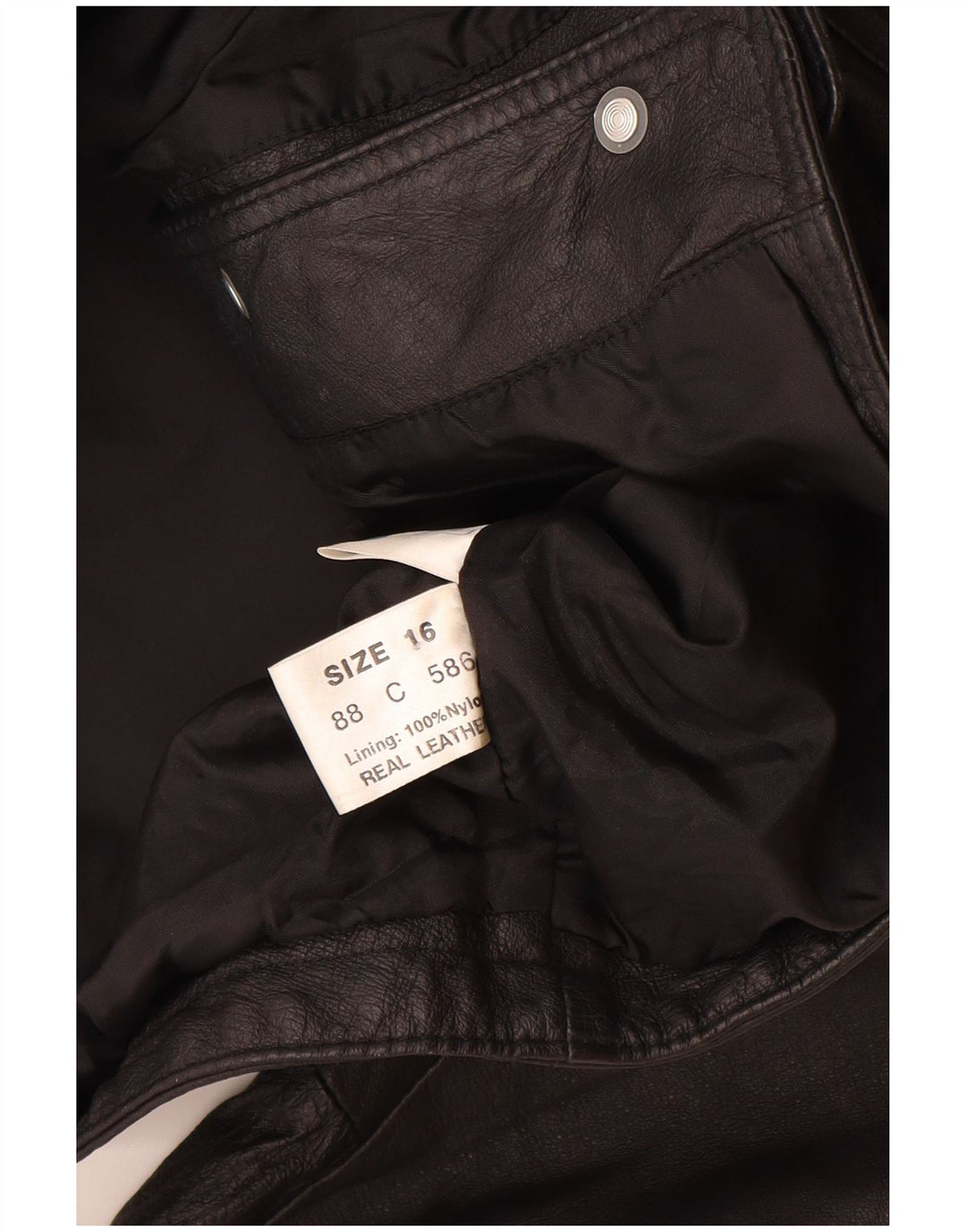 veste en cuir femme vintage UK 16 Grand cuir noir