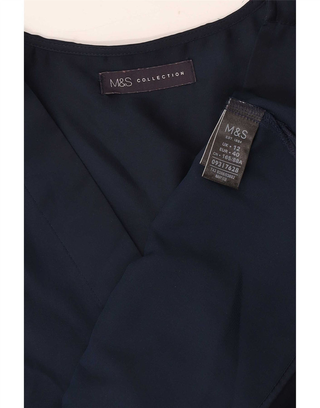 Marks & Spencer Chemisier Top UK 12 Medium Bleu Marine Polyester