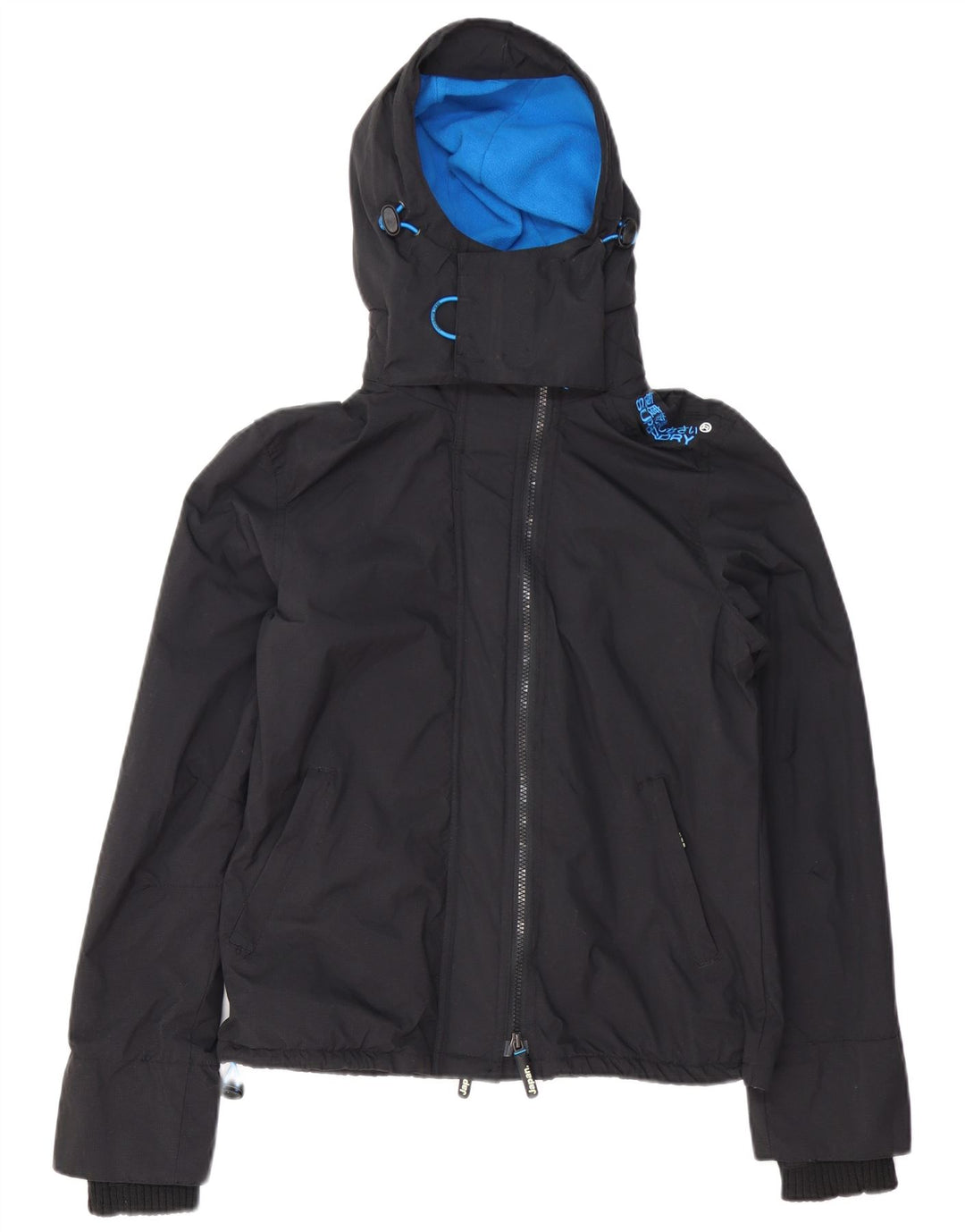 SUPERDRY Veste coupe-vent à capuche Windcheater pour femme UK 14 Large Noir