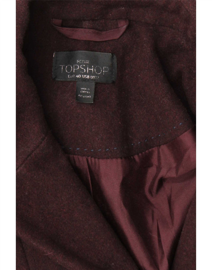 Topshop Manteau Femme UK 12 Polyester Bordeaux Moyen