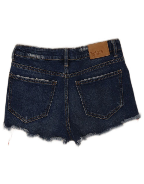 Zara Short en jean pour femme EU 32 2XS W22 Bleu Colorblock Coton
