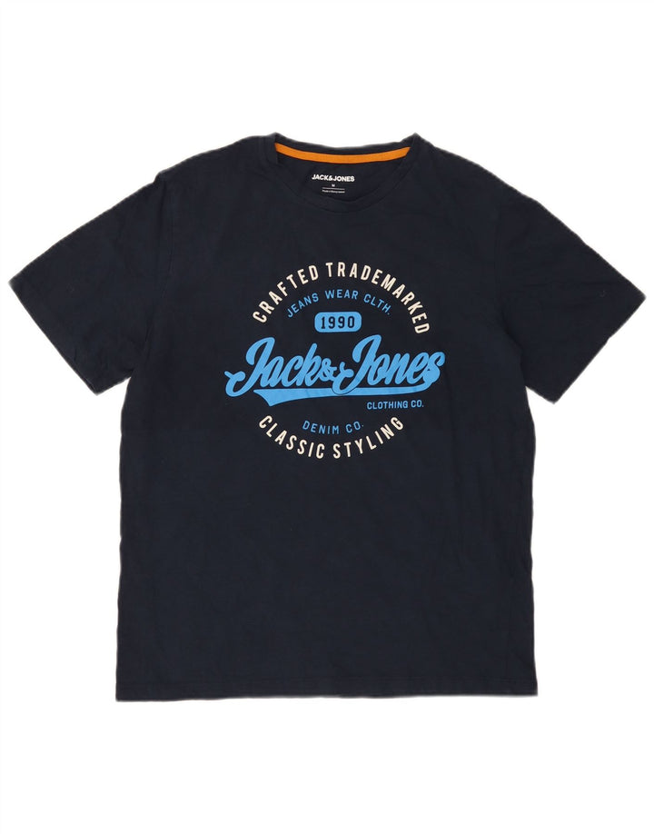 Jack & Jones T-Shirt Graphique Homme Bleu Marine Moyen Coton