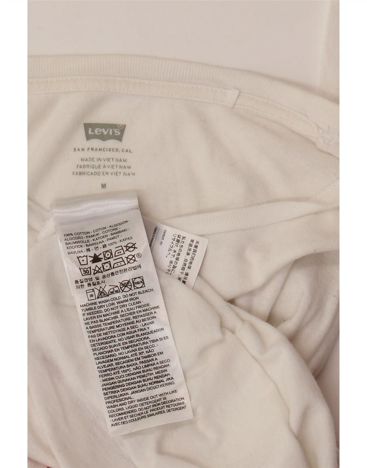 LEVI'S T-Shirt Graphique Femme UK 12 Coton Blanc Moyen