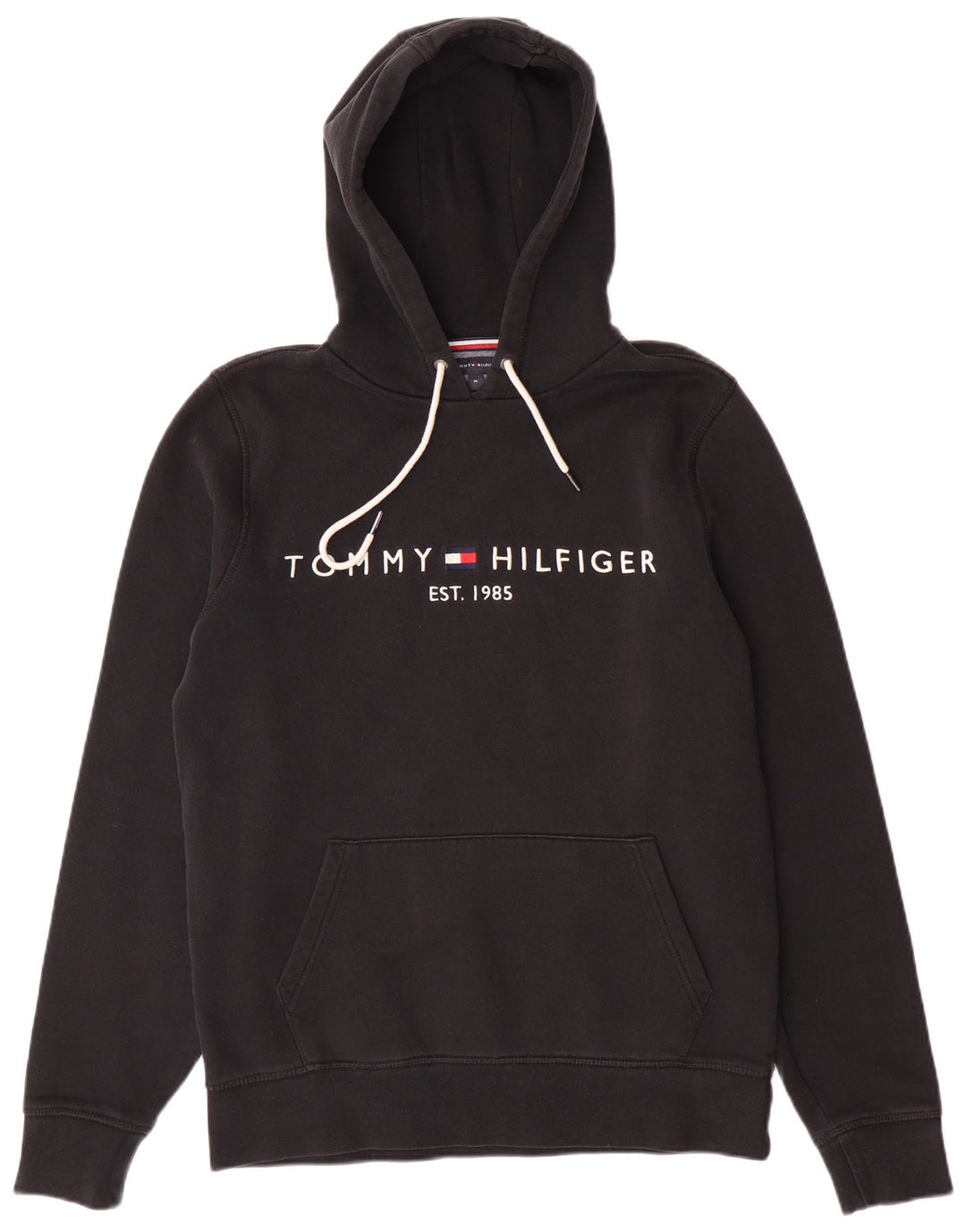 TOMMY HILFIGER Pull à Capuche Graphique Homme Noir Moyen Coton