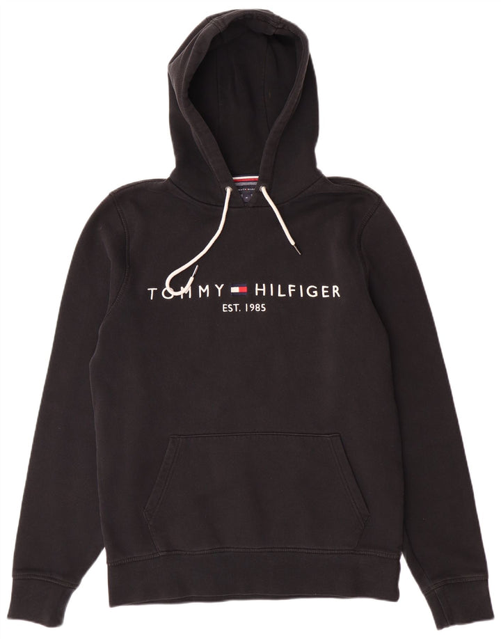 TOMMY HILFIGER Pull à Capuche Graphique Homme Noir Moyen Coton