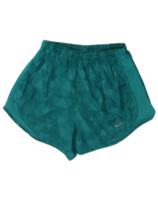 Nike Short de sport Dri Fit pour femme UK 4 XS Turquoise géométrique Polyester
