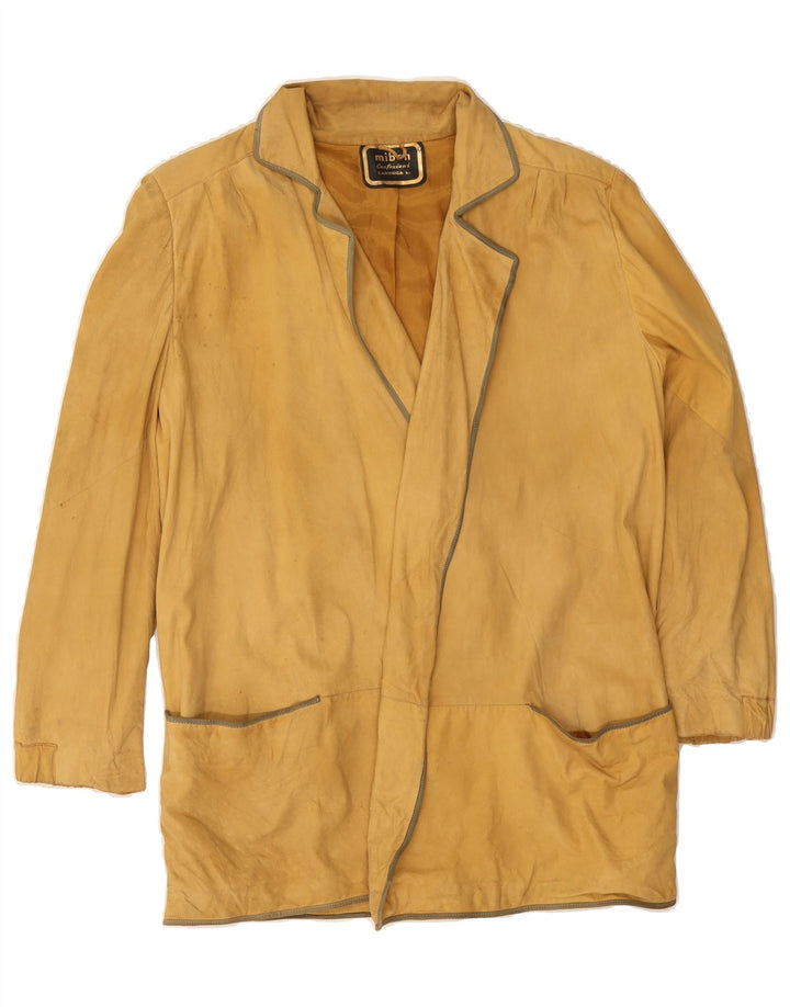 VINTAGE Womens Open Suede Jacket IT 44 Medium Brown Leather Vintage Vintage and Second-Hand Vintage from Messina Hembry 