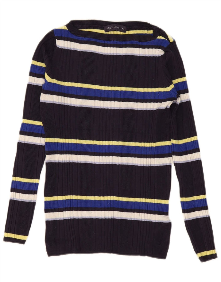 Marks & Spencer Pull col bateau pour femme UK 12 Bleu marine moyen