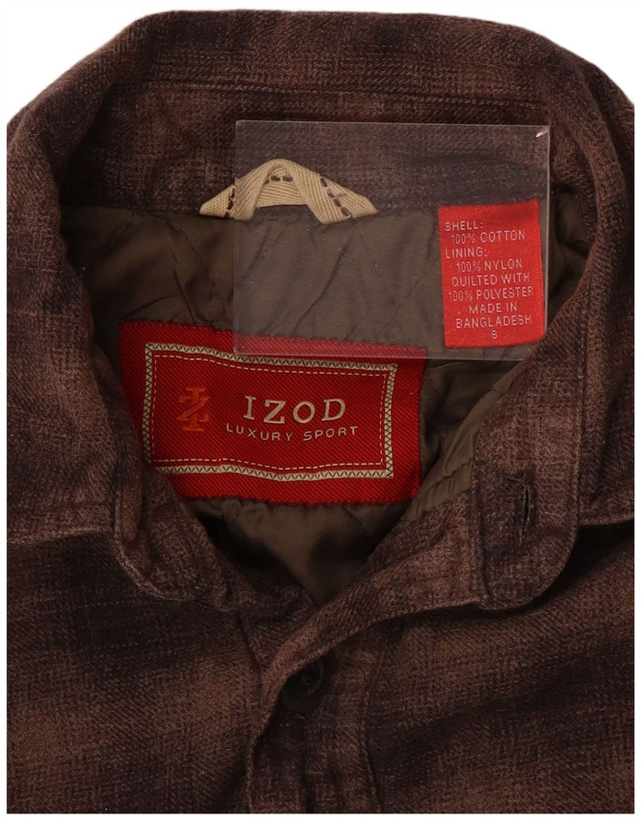 IZOD Chemise en Flanelle Bûcheron Homme Petit Carreau Marron Coton