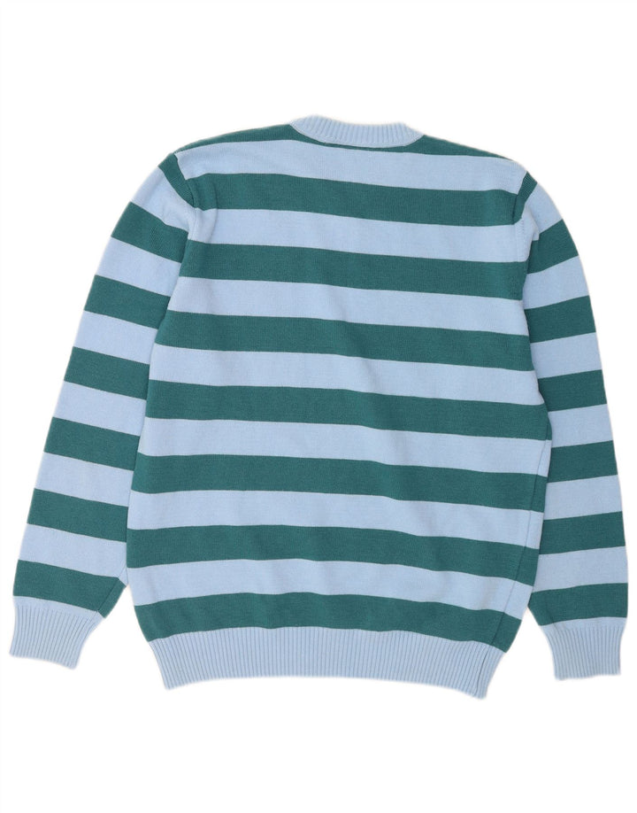 Lacoste Pull ras du cou pour homme Taille 4 Laine rayée bleu moyen