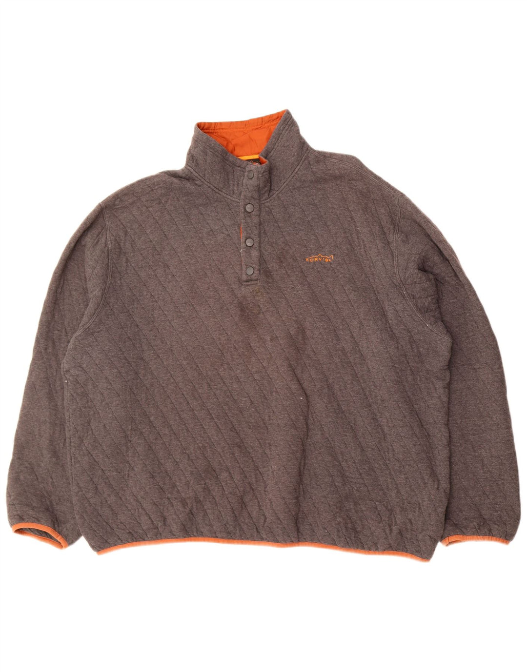 Orvis Sweat-shirt à col boutonné pour homme 2XL Gris Coton