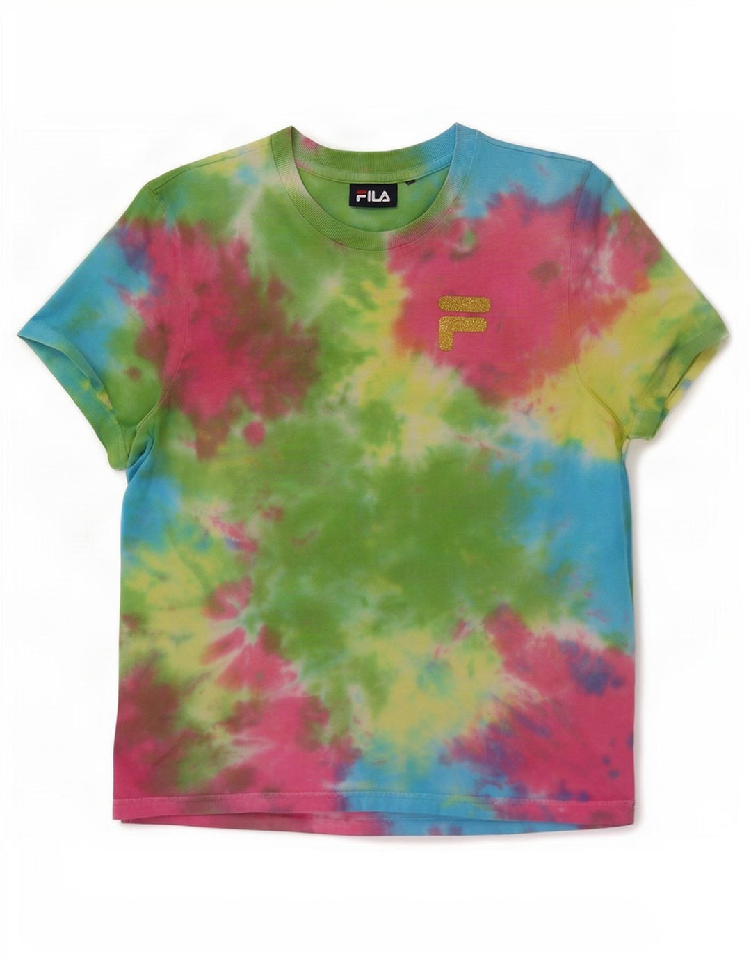 Fila Femme T-Shirt Top UK 12 Medium Multicolore Tie Dye