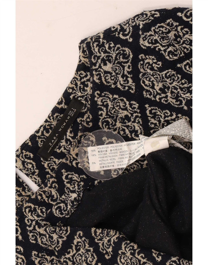 Zara Robe droite pour femme UK 16 Large Noir Argyle/Diamant Polyester