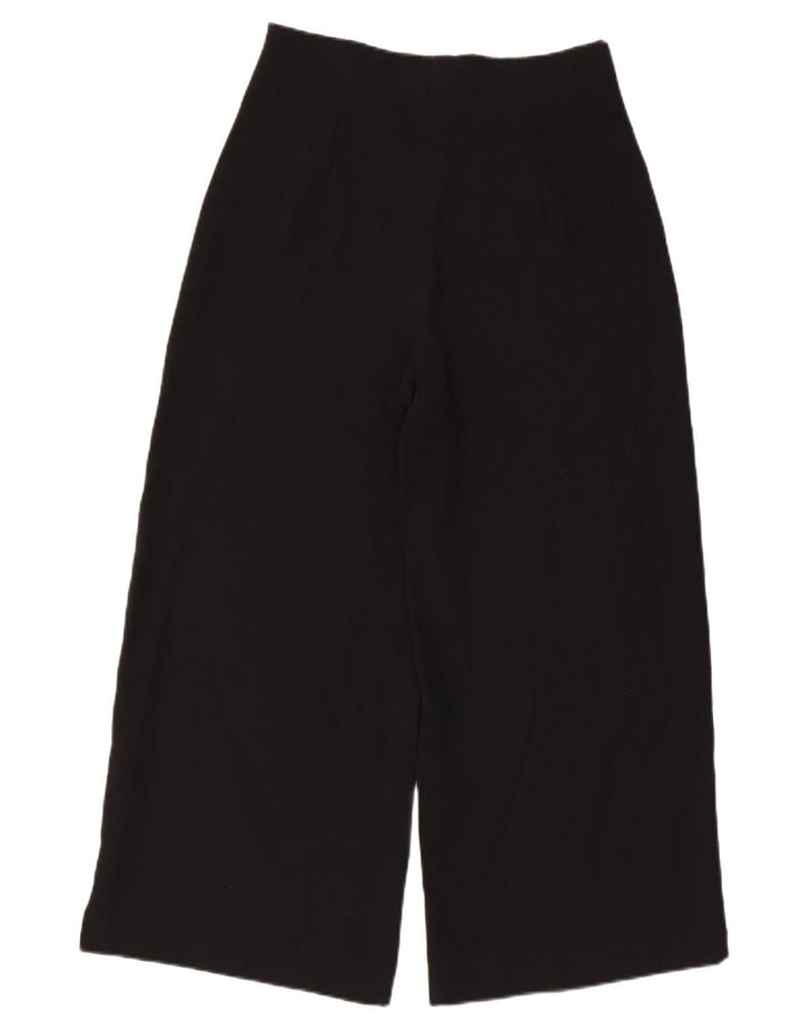 Zara Pantalon court à jambe large pour femme Medium W30 L24 Noir Polyester