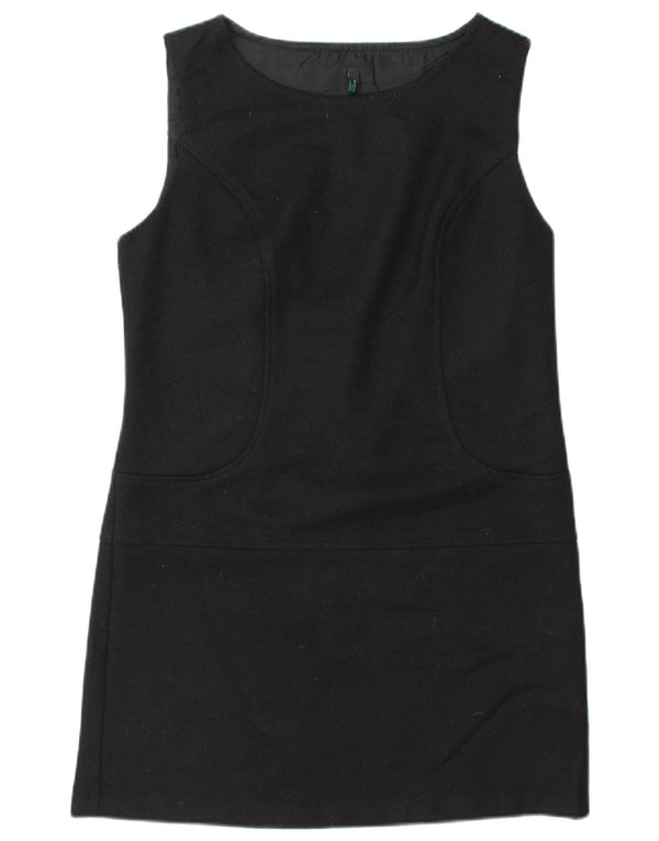 Benetton Robe droite sans manches pour femme UK 12 Laine noire moyenne