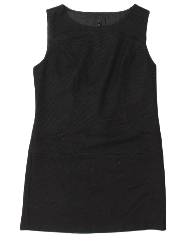 Benetton Robe droite sans manches pour femme UK 12 Laine noire moyenne