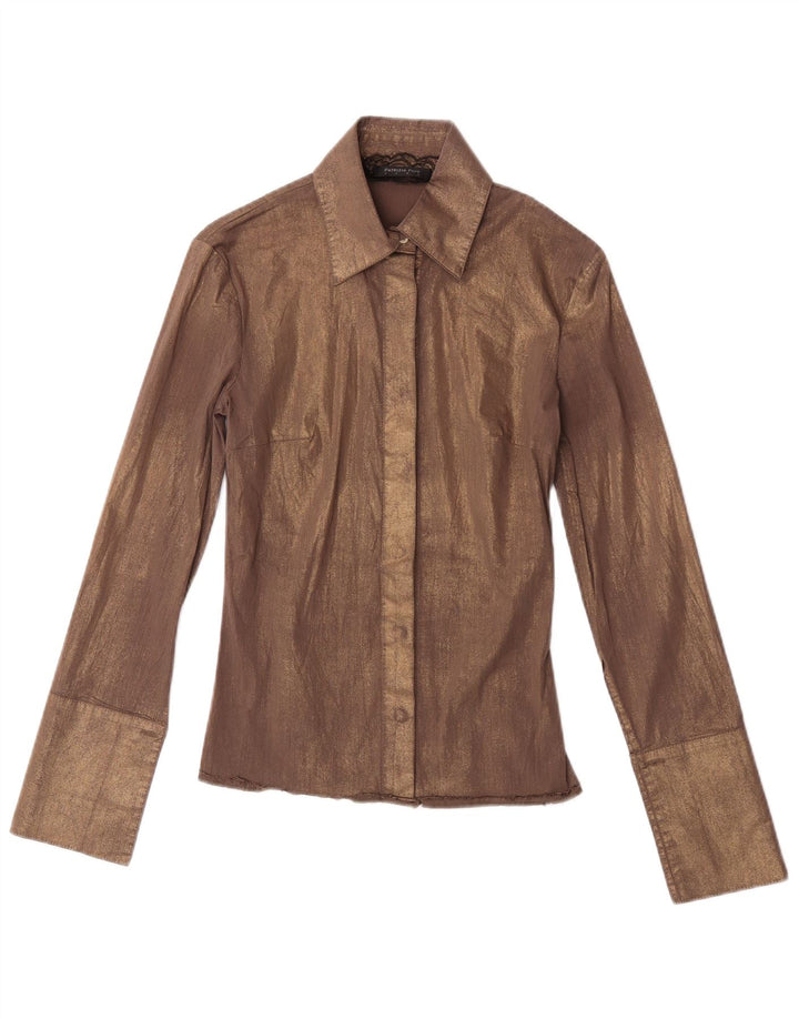 Patrizia Pepe Chemise habillée pour femme IT 40 Small Marron Coton