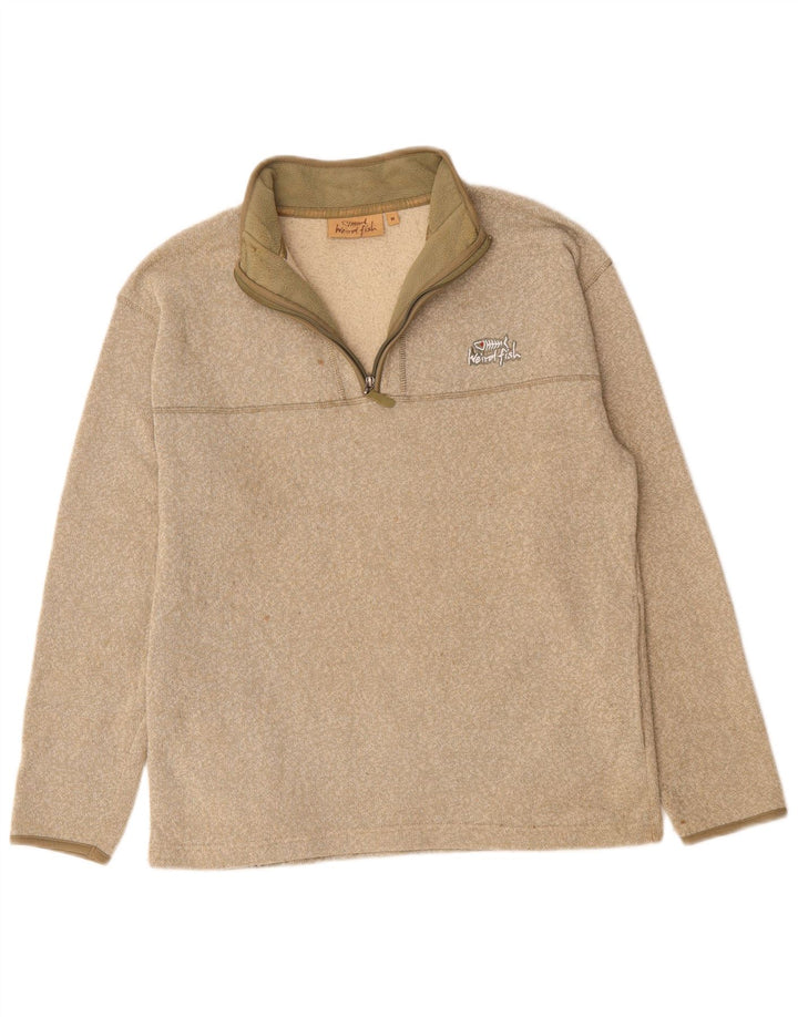 WEIRD FISH Sweat-shirt col zippé pour homme en polyester beige moyen