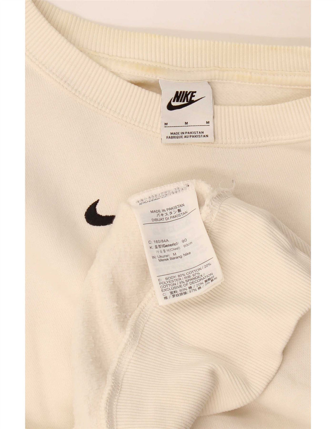 Nike Sweat-shirt court surdimensionné pour femme UK 14 en coton blanc moyen