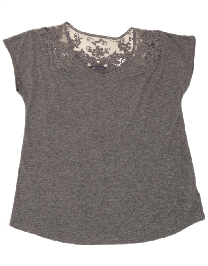 Marks & Spencer Chemisier pour femme UK 44 Large Gris Floral Polyester