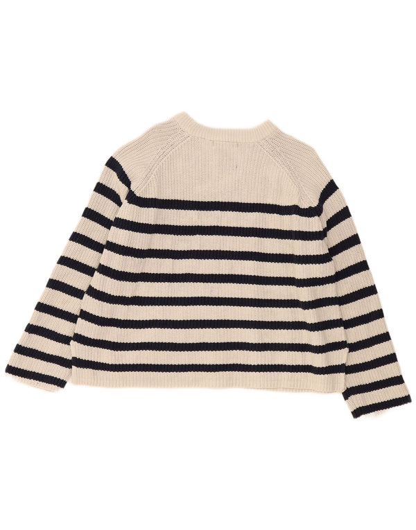 Marks & Spencer Pull col bateau pour femme UK 18 XL Blanc cassé rayé