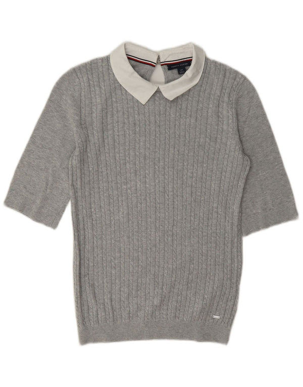 Tommy Hilfiger Pull à col polo pour femme UK 10 Petit Gris