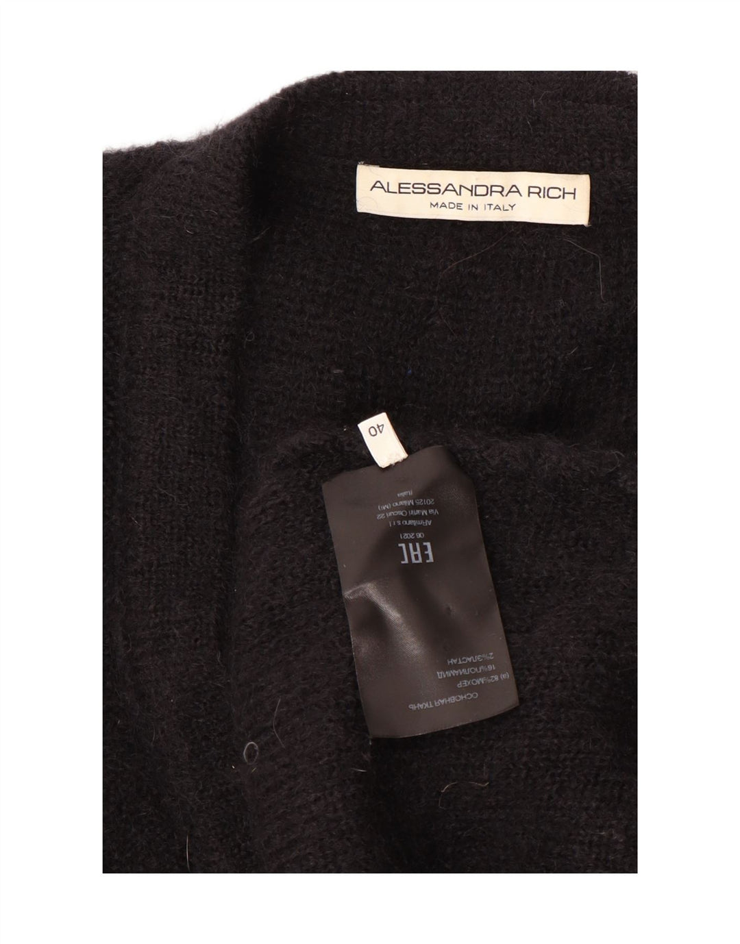 Alessandra Rich Cardigan surdimensionné pour femme IT 40 Petit Mohair Noir