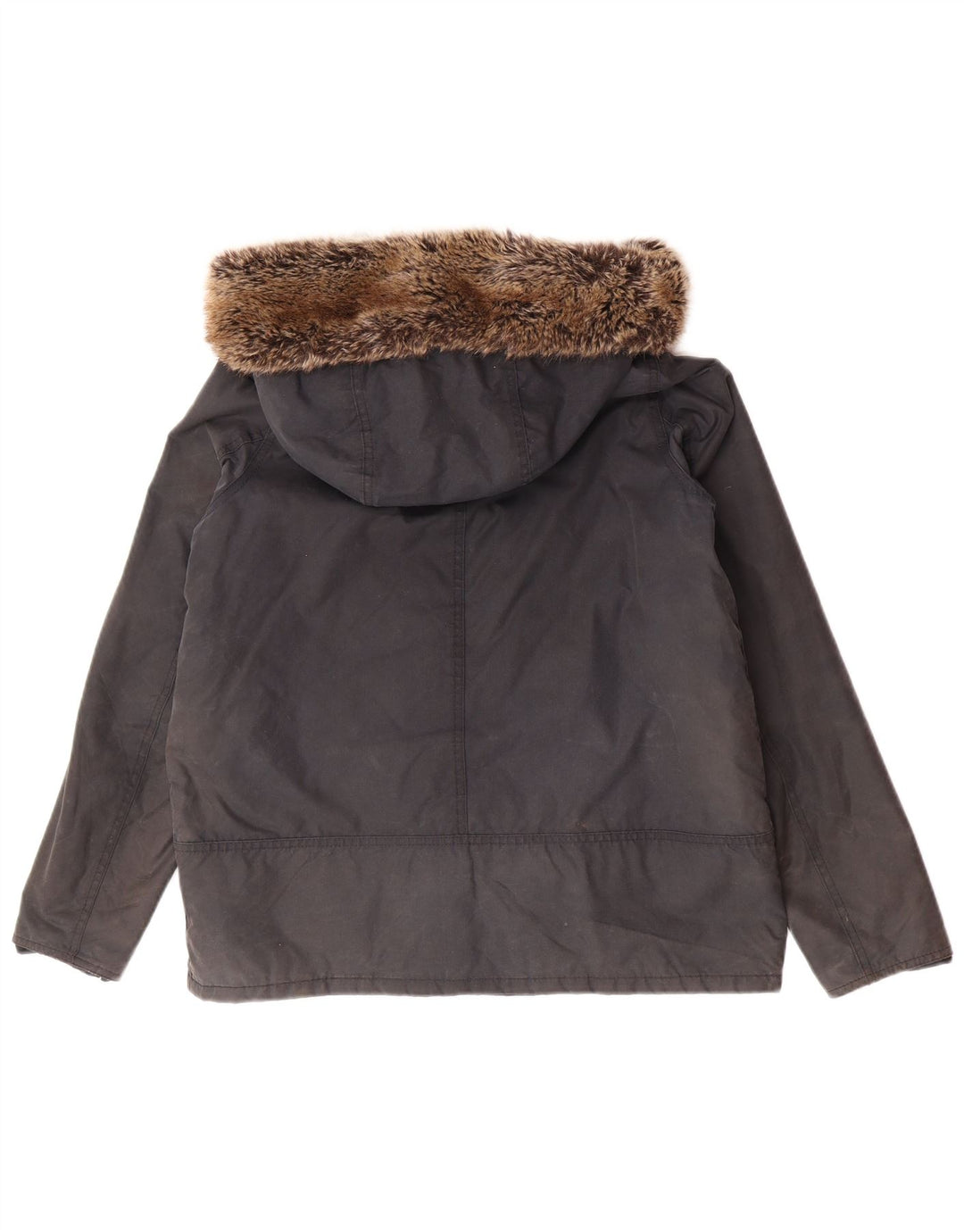 BARBOUR Veste cirée surdimensionnée à capuche pour femme UK 12 en coton bleu marine moyen