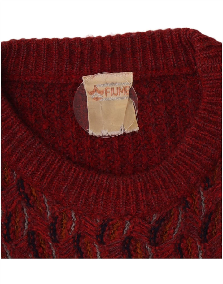 Fiume Pull col rond homme IT 46 petit marron géométrique acrylique