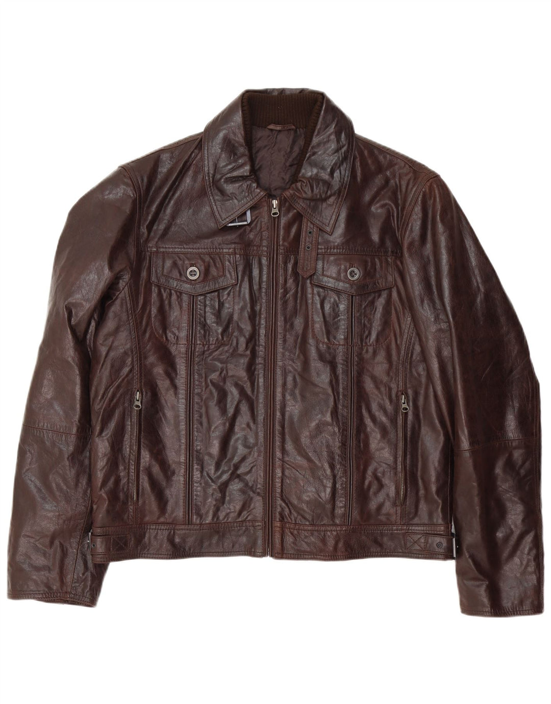 veste en cuir bomber homme vintage IT 54 2XL Cuir marron