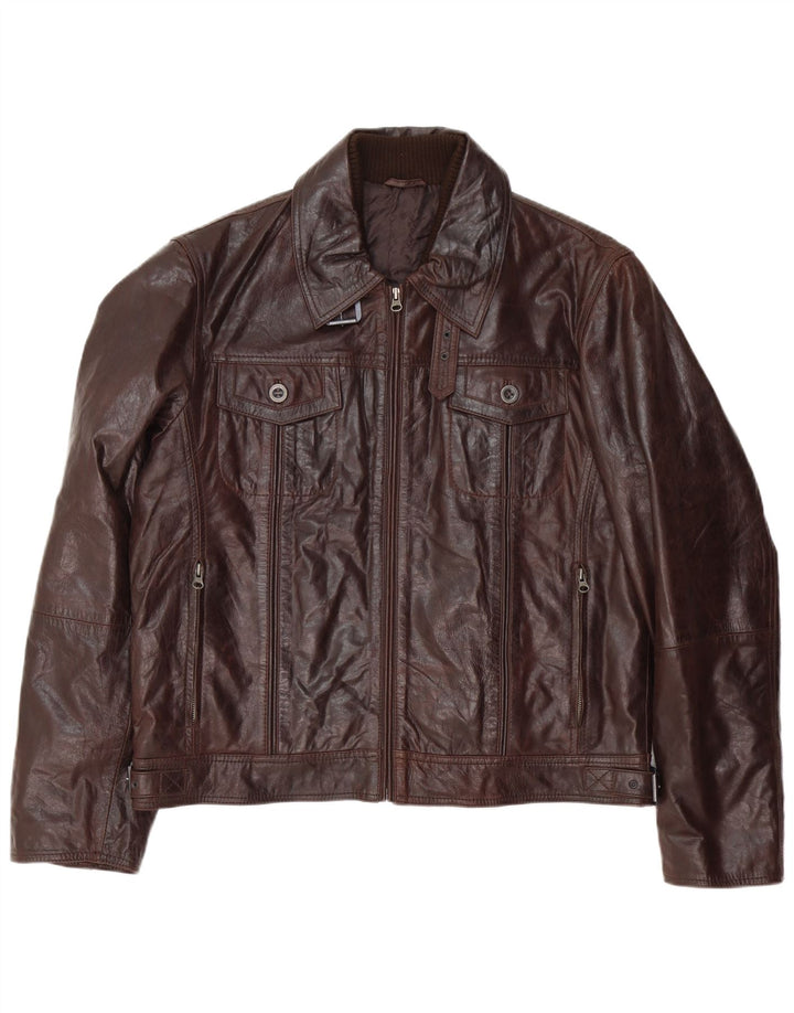 veste en cuir bomber homme vintage IT 54 2XL Cuir marron