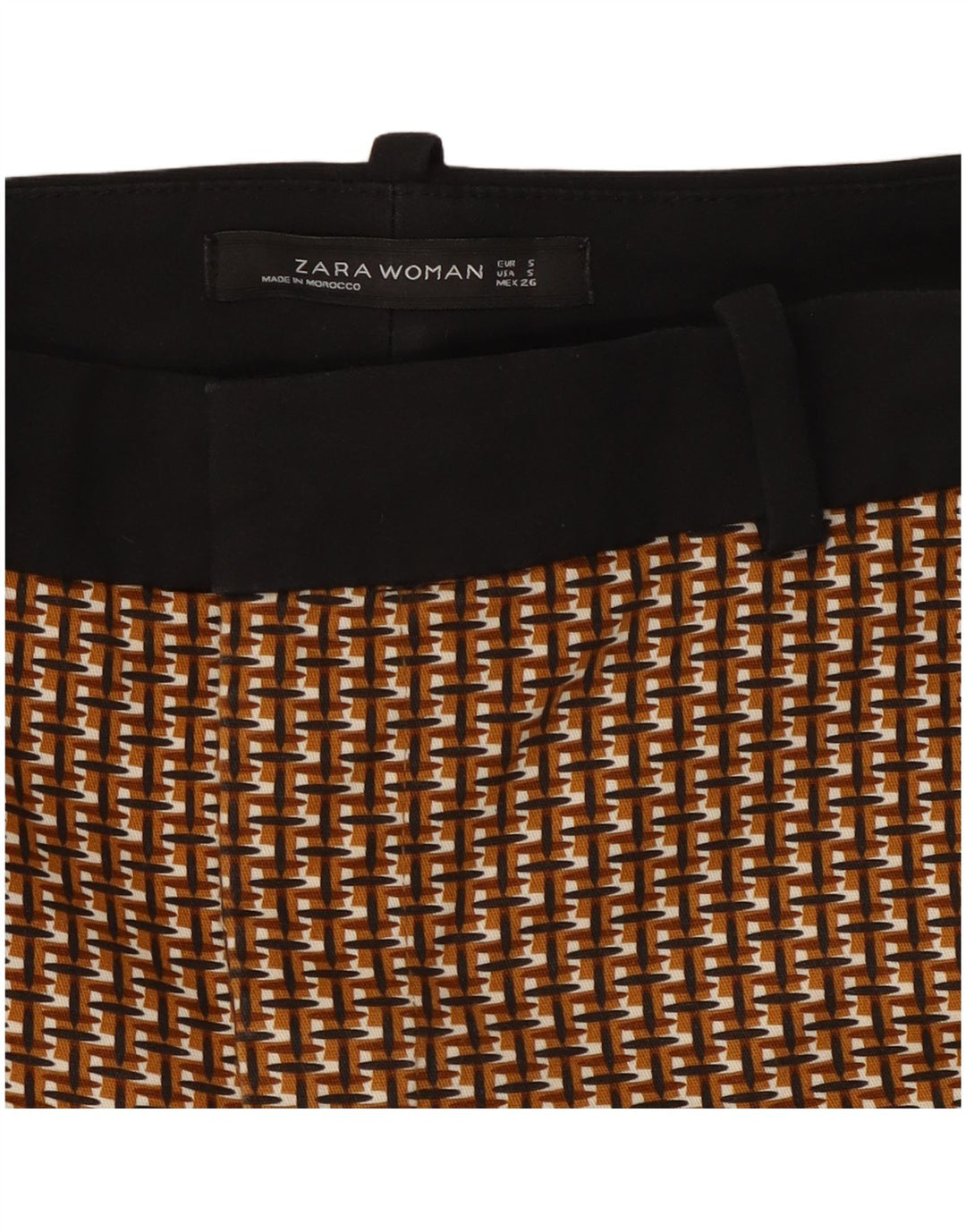 Pantalon Chino Slim Femme Zara Petit W26 L27 Coton Pied De Poule Marron