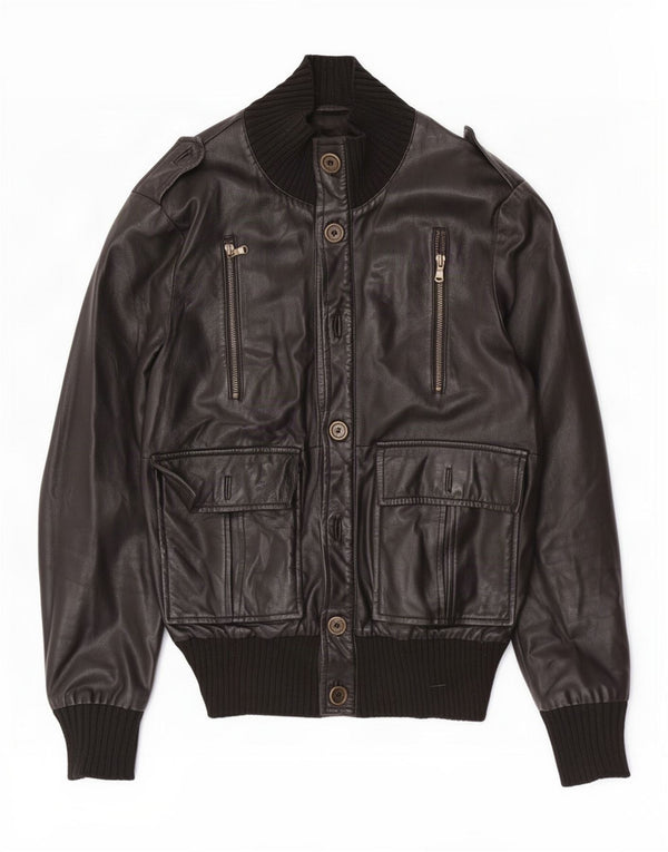 Squero Veste en cuir militaire pour homme UK 36 Small Noir