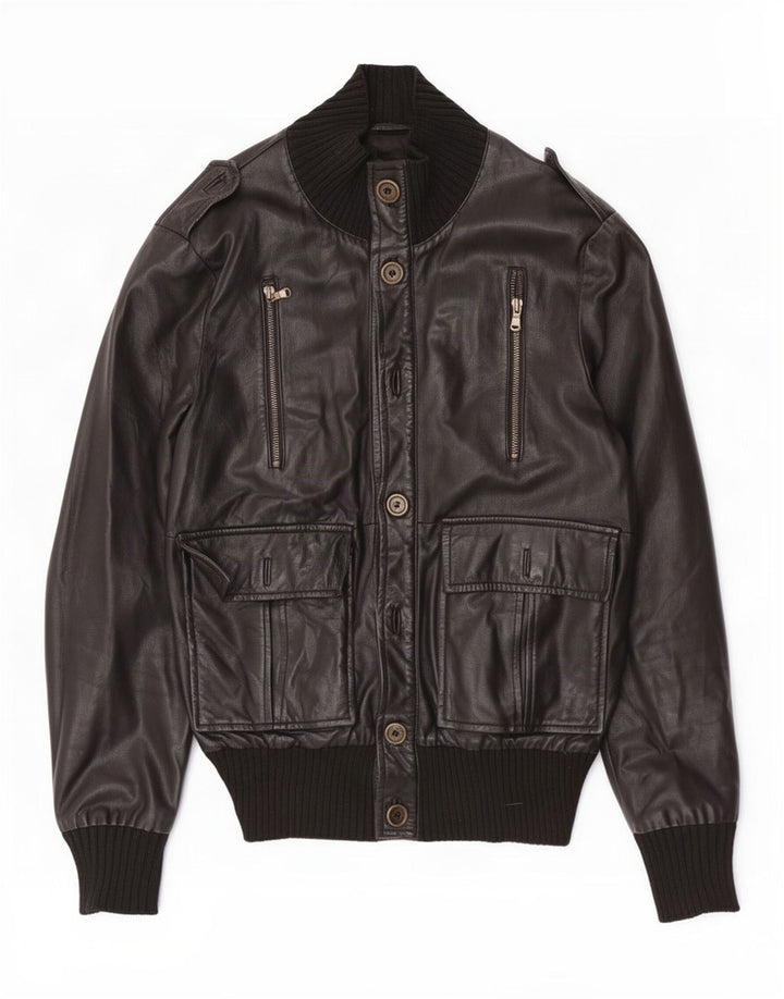 Squero Veste en cuir militaire pour homme UK 36 Small Noir