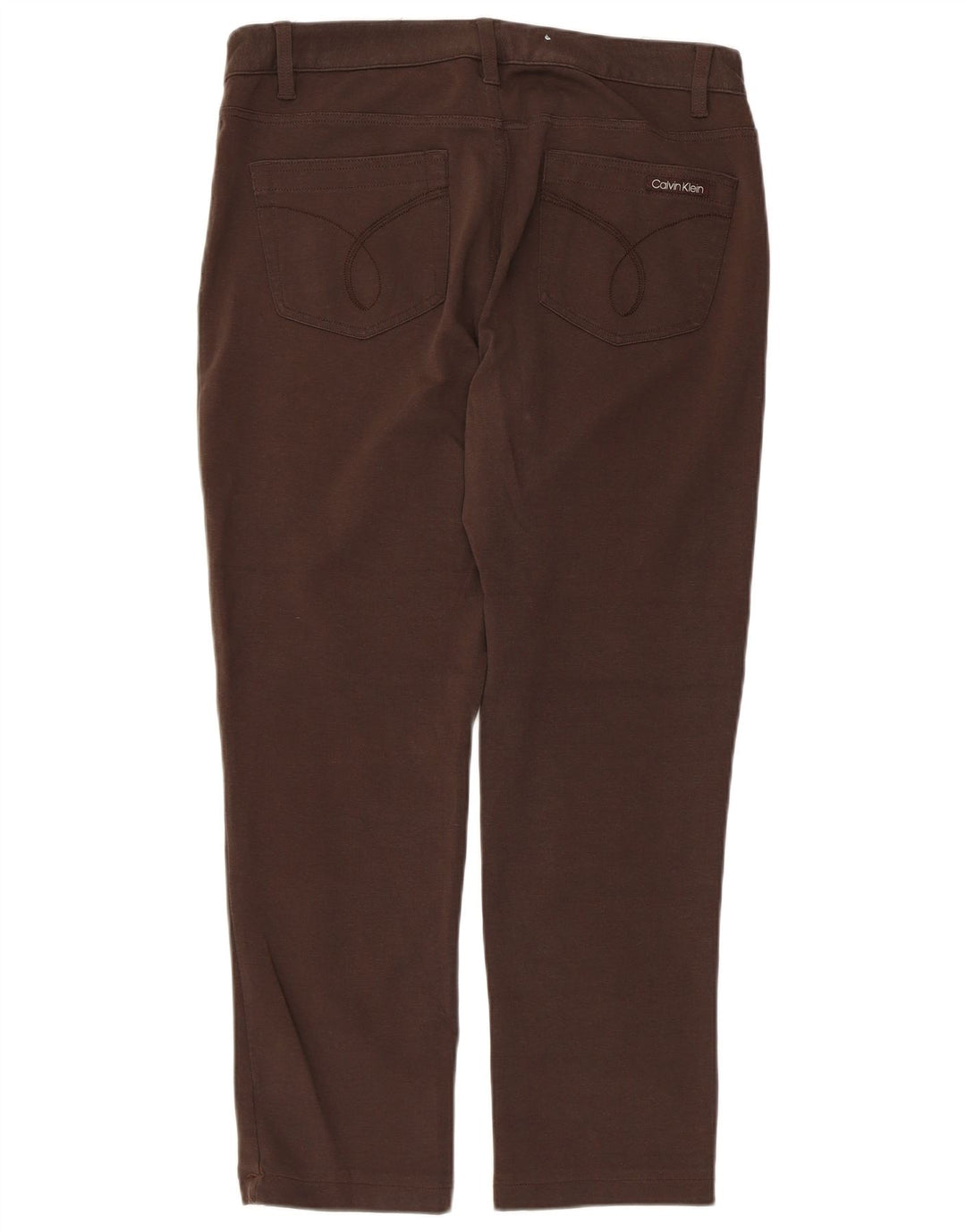 CALVIN KLEIN Pantalon décontracté droit pour femme US 14 XL W36 L27 Coton marron