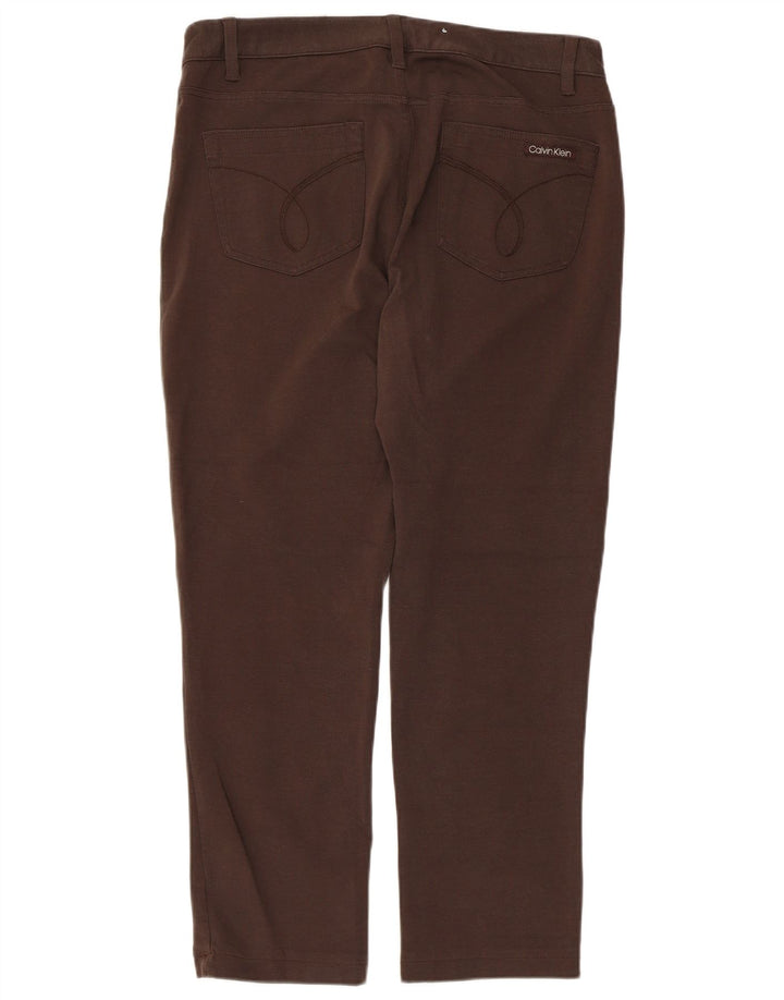 CALVIN KLEIN Pantalon décontracté droit pour femme US 14 XL W36 L27 Coton marron
